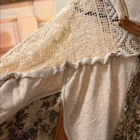 Oli & Hali Cream and Mustard Patchwork Zip Hoodie - Picture 2 of 7